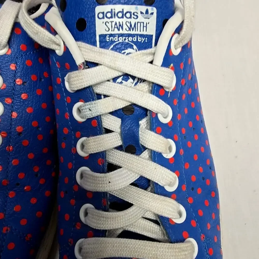 Adidas Stan Smith Polka Dot Sneakers Blue Red Mens 9.5 Leather
